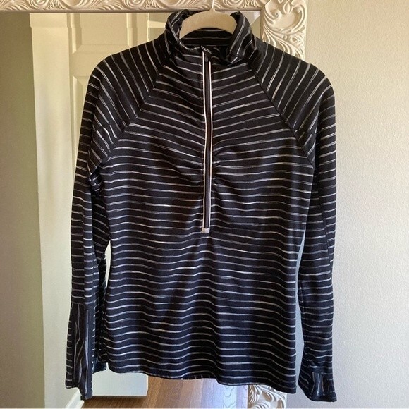 Athleta Women’s Elite active half zip black striped jacket size small! - Picture 1 of 10